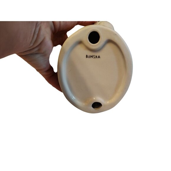 Kinska Ceramic Doll Face Planter, Black Hair, Polka Dots 7.5" Candy Trinket Dish - Picture 3 of 3